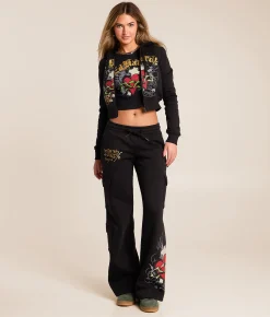 Tops | Ed Hardy Sacred Heart Cropped T-Shirt Black