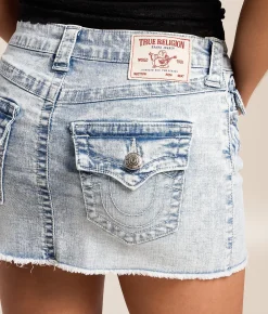 True Religion Sadie Denim Stretch Mini Skirt Freckle Wave Best