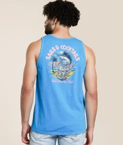 Tops | Tail Chasers Club Sailfish Tank Top Royal Caribe Pigment Dye
