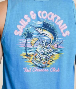 Tops | Tail Chasers Club Sailfish Tank Top Royal Caribe Pigment Dye