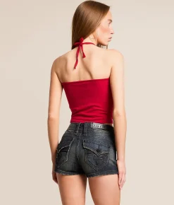 Tops | Affliction Saint Germain Cropped Halter Tank Top Chilli Pepper Reactive