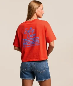 Salty Crew Salty Skimmer Cropped T-Shirt Chili Pepper New