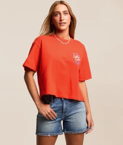 Salty Crew Salty Skimmer Cropped T-Shirt Chili Pepper New