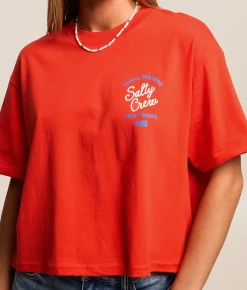 Salty Crew Salty Skimmer Cropped T-Shirt Chili Pepper New