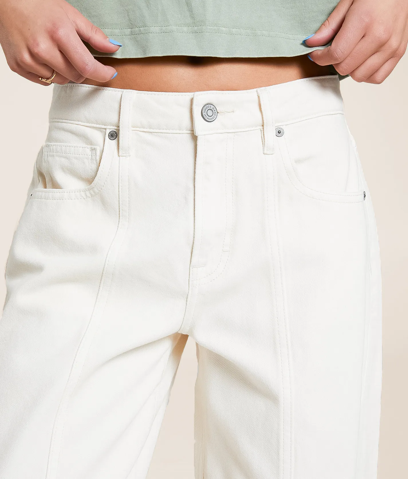 Bottoms | HIDDEN Sammie High Rise Barrel Jean Ecru