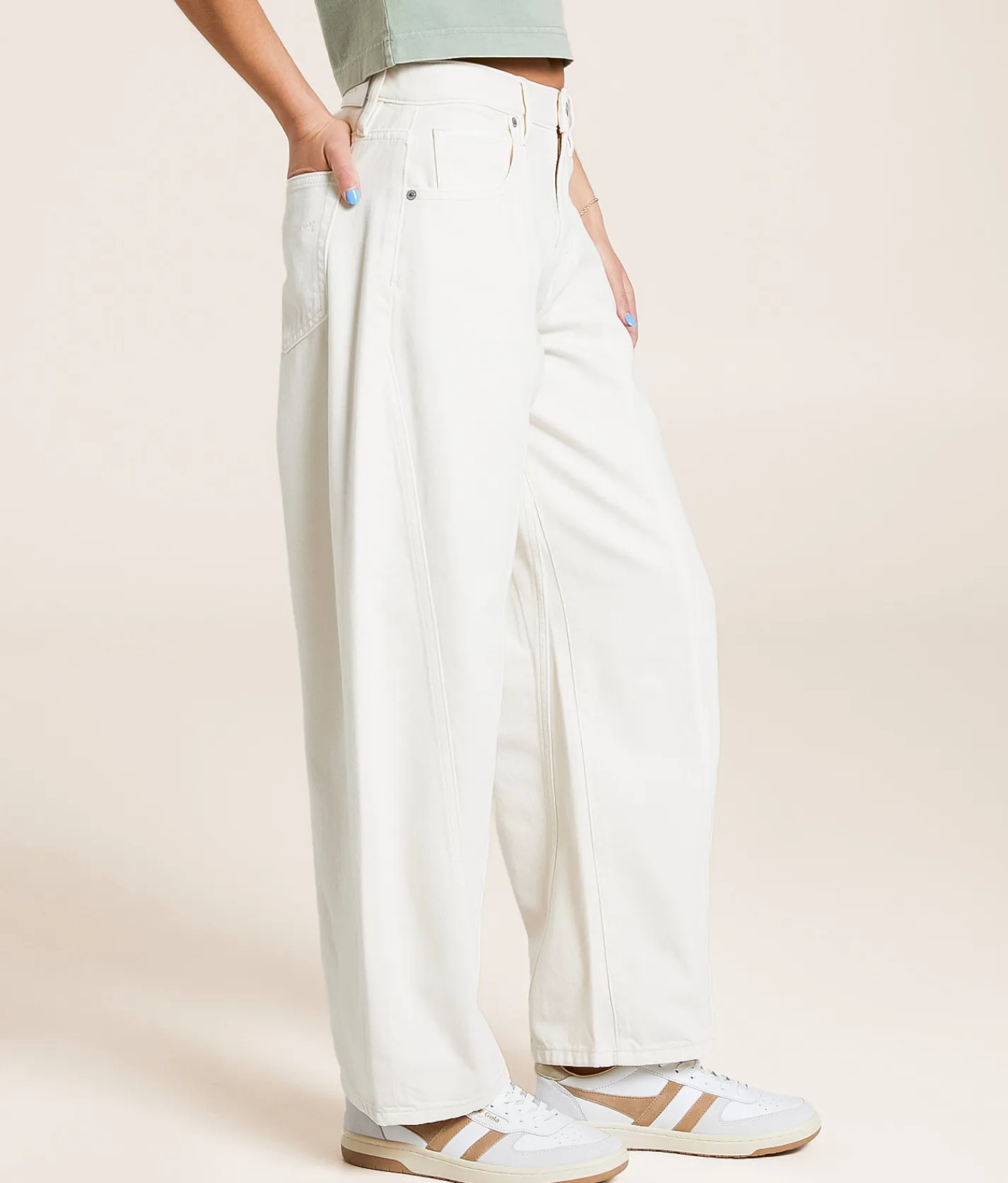 Bottoms | HIDDEN Sammie High Rise Barrel Jean Ecru