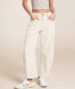 HIDDEN Sammie Striped Barrel Stretch Jean Tan Stripe New
