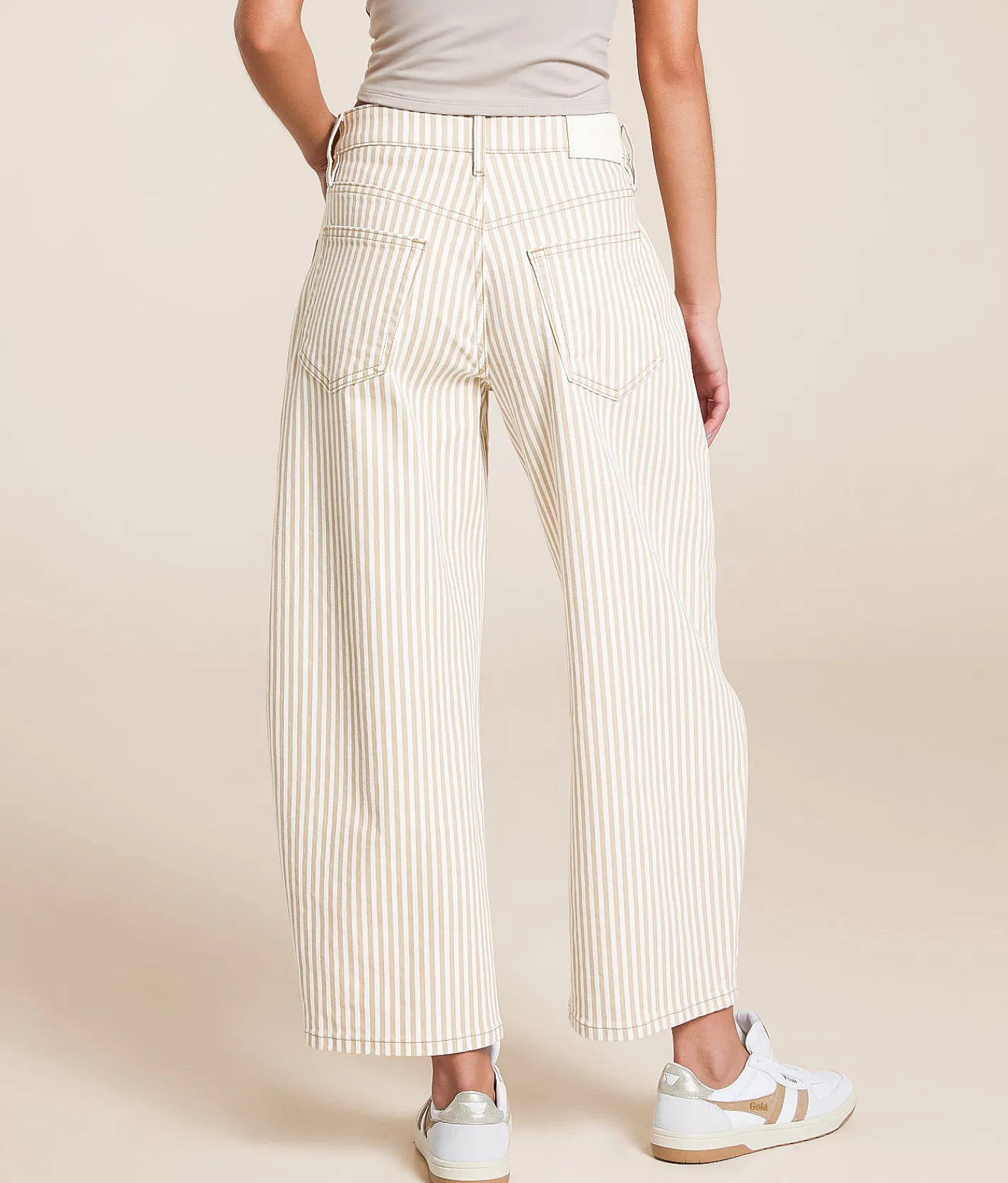 HIDDEN Sammie Striped Barrel Stretch Jean Tan Stripe New