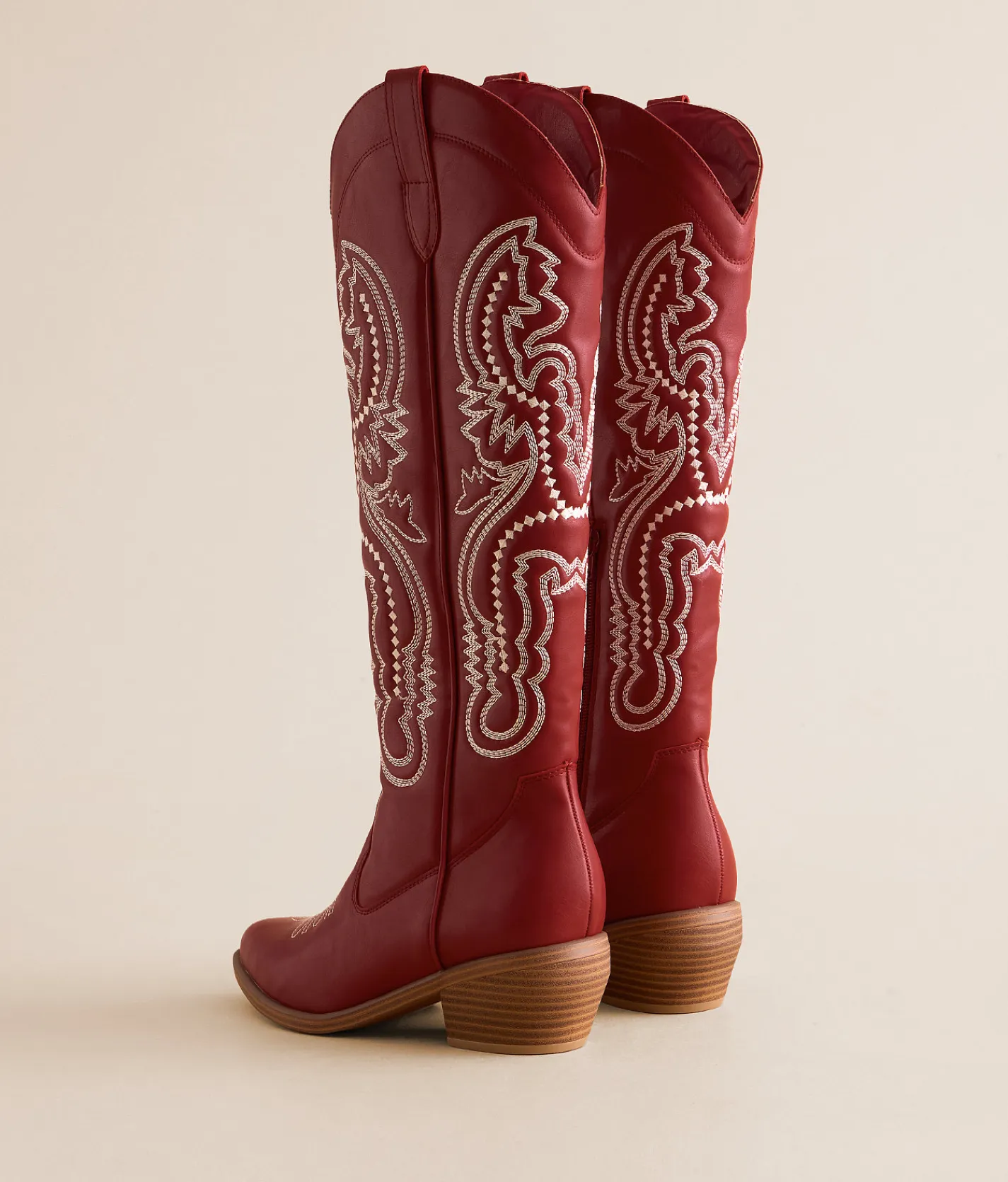 Shoes | Mia Sanddie Embroidered Western Boot Deep Red