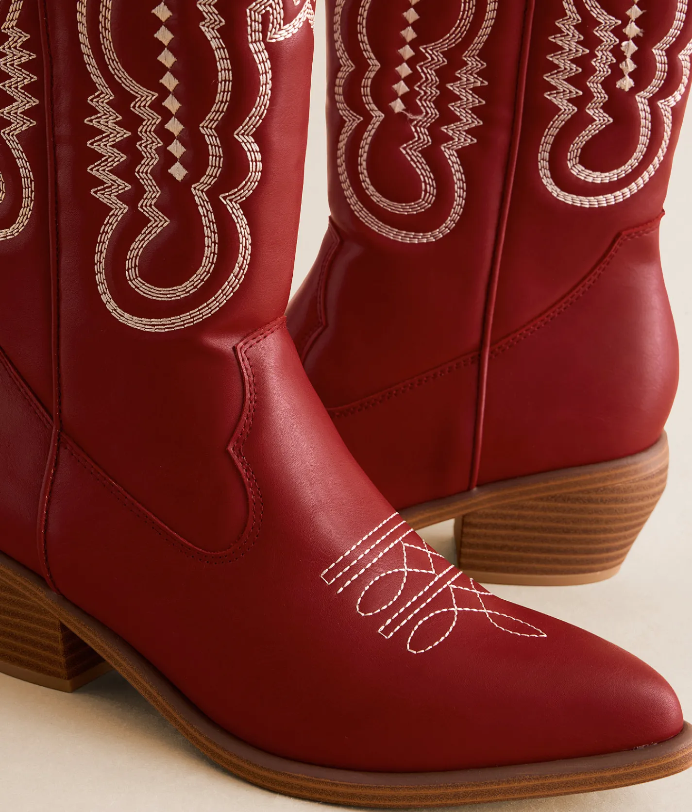 Shoes | Mia Sanddie Embroidered Western Boot Deep Red