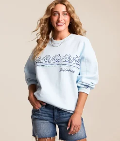 Tops | Billabong Sandshell Kendal Oversized Pullover Pale Blue