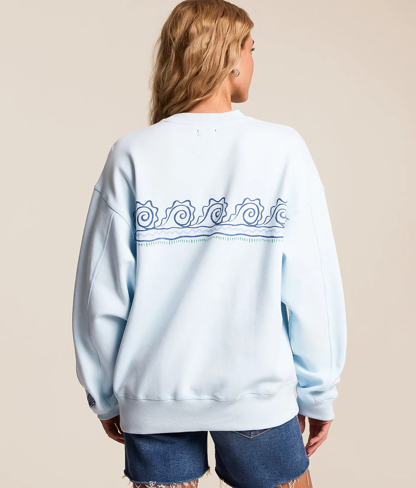 Tops | Billabong Sandshell Kendal Oversized Pullover Pale Blue