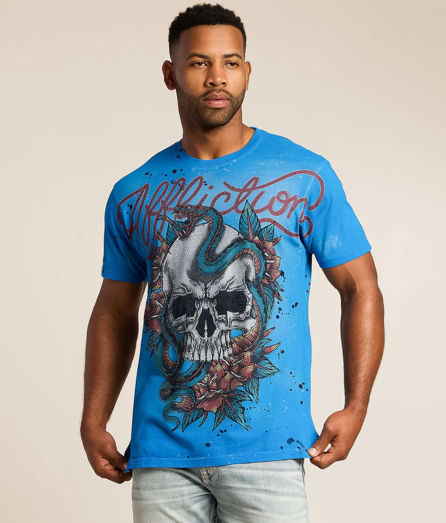 Tops|Graphic T-Shirts | Affliction Sandstorm Venom T-Shirt Snorkel Blue