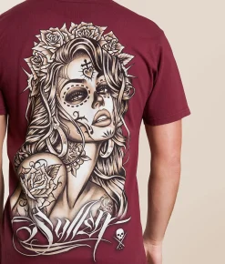 Sullen Santa Muerte T-Shirt Burgundy Best