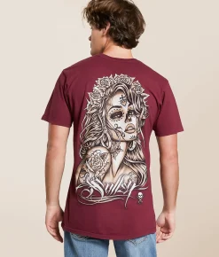Sullen Santa Muerte T-Shirt Burgundy Best