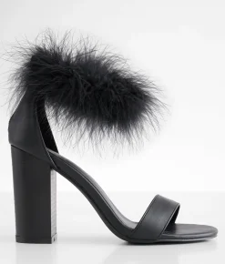 Shoes | Oasis Society Sasha Feather Heeled Sandal Black