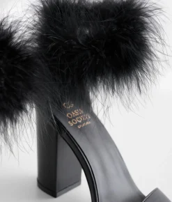 Shoes | Oasis Society Sasha Feather Heeled Sandal Black