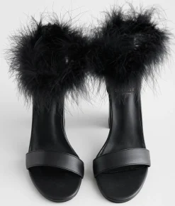 Shoes | Oasis Society Sasha Feather Heeled Sandal Black