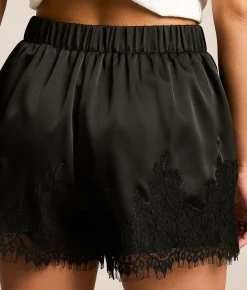 Bottoms|Shorts | Willow & Root Satin Eyelash Lace Short Cream