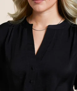 Blu Pepper Satin Henley Black Clearance