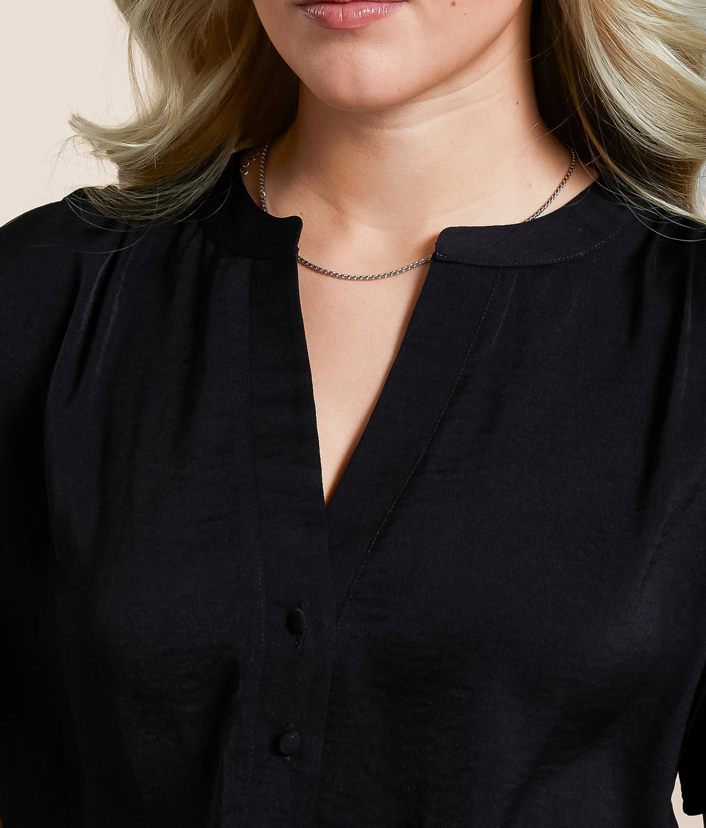 Blu Pepper Satin Henley Black Clearance