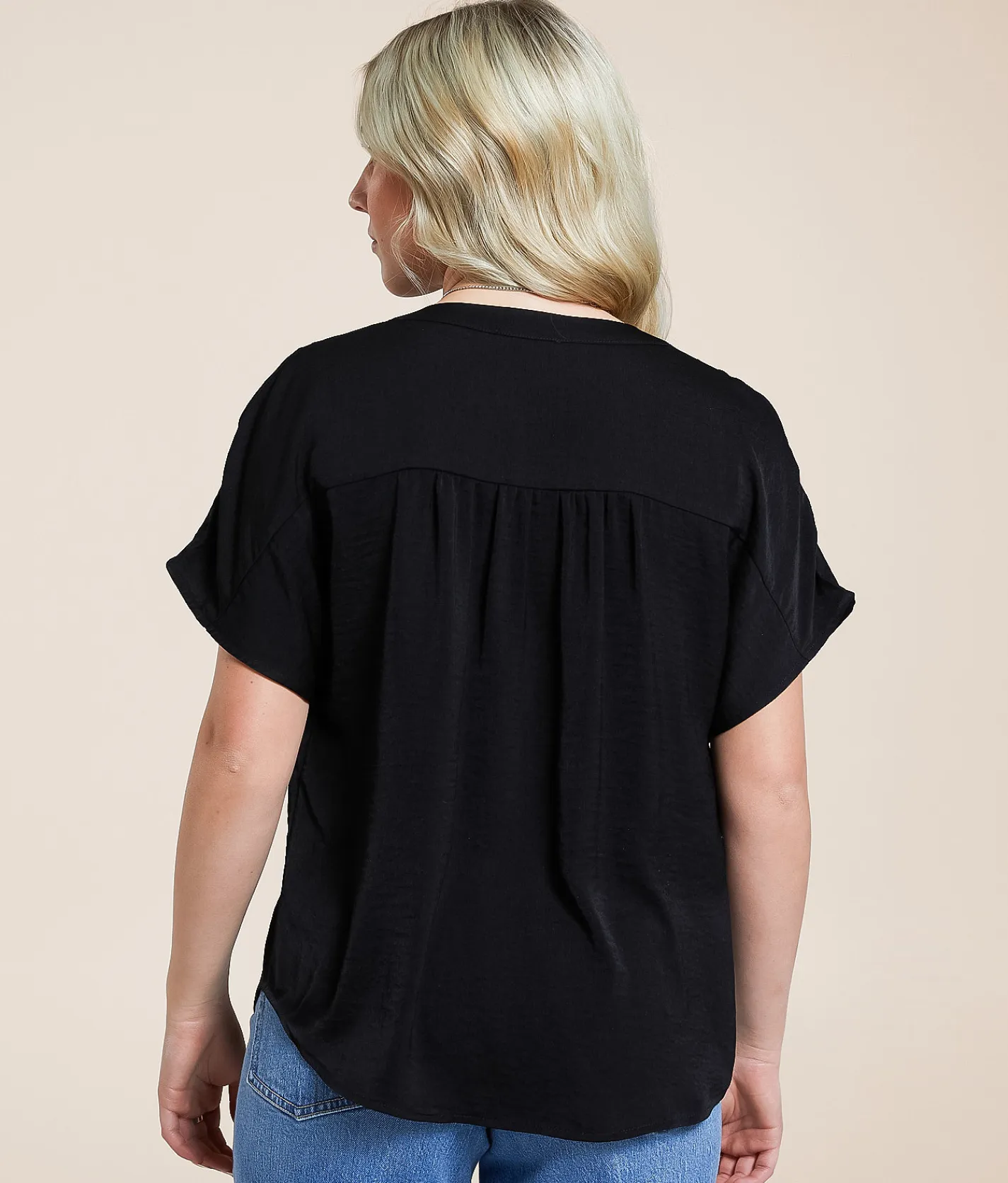 Blu Pepper Satin Henley Black Clearance