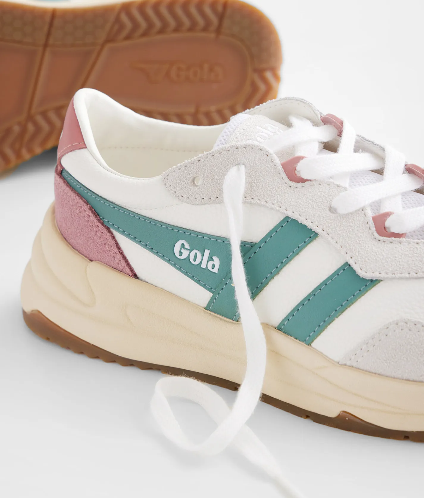 Shoes|Activewear | Gola® Saturn Leather Sneaker White Green Mist Dusty