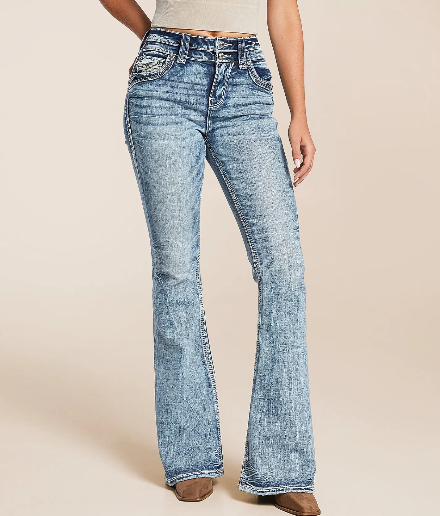Rock Revival Savannah High Rise Flare Stretch Jean Savannah UF205 Hot