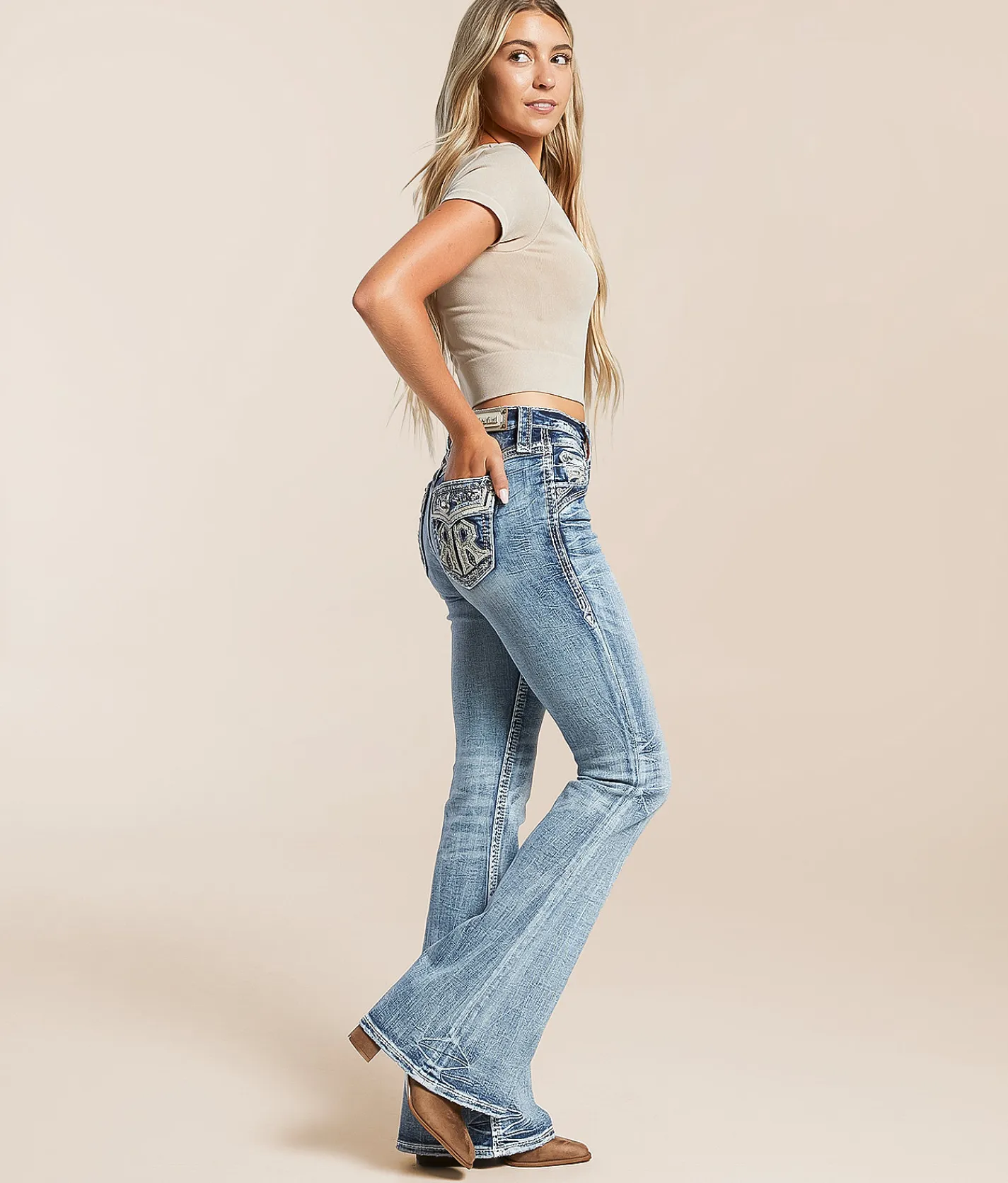 Rock Revival Savannah High Rise Flare Stretch Jean Savannah UF205 Hot
