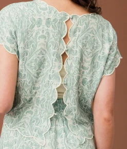 Gimmicks Scalloped Top Green White New