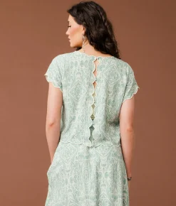 Gimmicks Scalloped Top Green White New