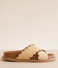 Oasis Society Scalloped Trim Sandal Camel Clearance