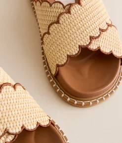 Oasis Society Scalloped Trim Sandal Camel Clearance