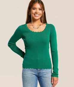 Tops | Blu Pepper Scalloped Trim Top Bosphorus
