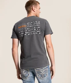 Tops|Graphic T-Shirts | Old Row 80s Camo Flag T-Shirt Pepper