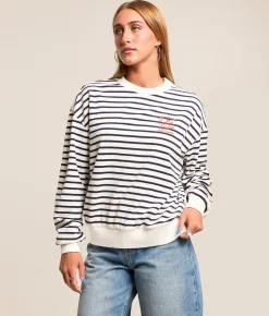 Salty Crew Schooner Striped Pullover Bright Navy Online