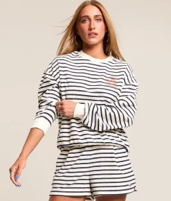 Salty Crew Schooner Striped Pullover Bright Navy Online