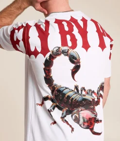 FLY by Popularity Scorpion Oversized T-Shirt White Discount