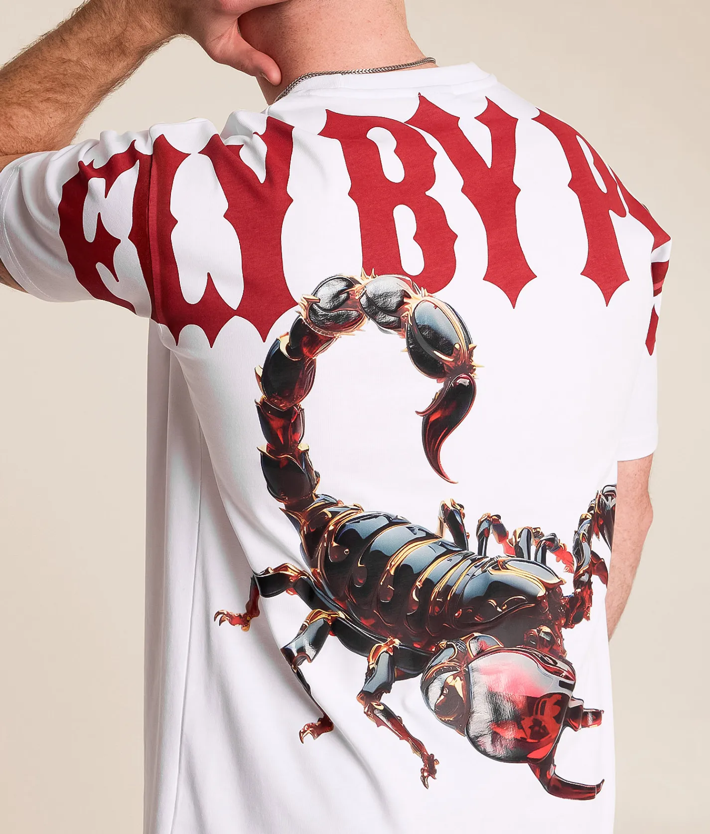 FLY by Popularity Scorpion Oversized T-Shirt White Discount