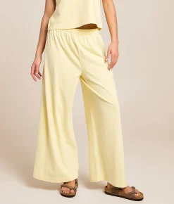 Z Supply Scout Jersey Cropped Wide Leg Pant Lemon Citrus Outlet