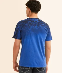 Graphic T-Shirts | Affliction Screaming Fire T-Shirt Sapphire Blue Lava Wash