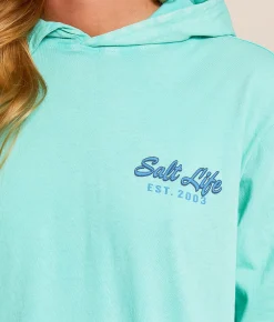 Tops | Salt Life Sea Challender Hoodie Pool Blue