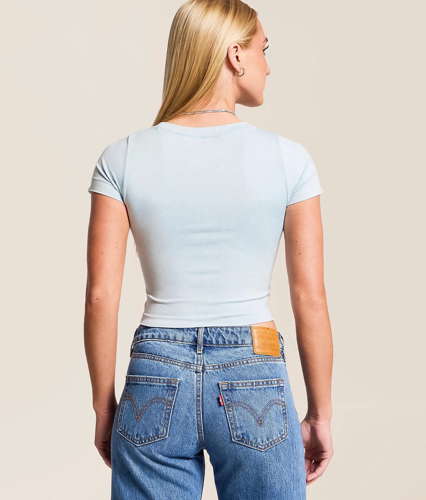 Tops | FITZ + EDDI Seamless Cropped T-Shirt Washed Air Blue