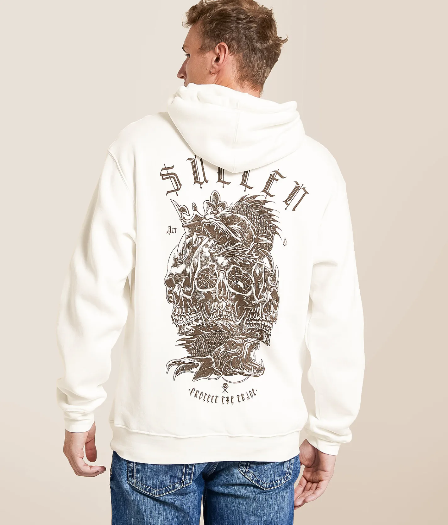 Tops | Sullen Sea Monster Hooded Sweatshirt Antique White