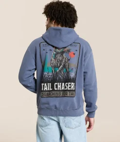 Tail Chasers Club Searching For Tail Hooded Sweatshirt Denim Pigment Dye Outlet