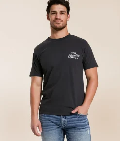 Tops|Graphic T-Shirts | Tail Chasers Club Searching T-Shirt Vintage Black Pigment Dye