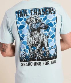 Graphic T-Shirts | Tail Chasers Club Searching T-Shirt Chambray Pigment Dye
