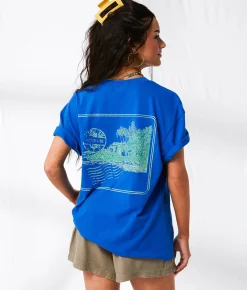 Tops | 33 Coastal Seaside Beach Oversized T-Shirt Strong Blue
