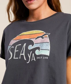Tops | Salt Life Sea Ya Cropped T-Shirt Ebony