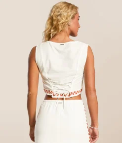 Tops | Billabong Secret Cove Checker Cropped Tank Top Salt Crystal